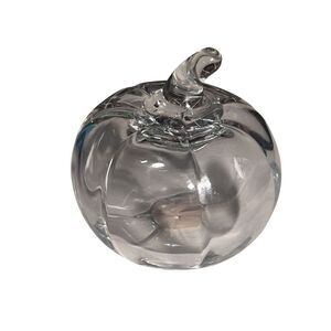 Vintage 80s Princess House Hand Blown Clear Crystal Pumpkin Figurine Paperweight